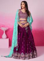 Poly Georgette Burgandy Wedding Wear Sequins Work Lehenga Choli